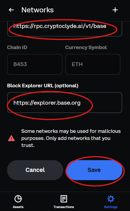 The Save button under the trust notice